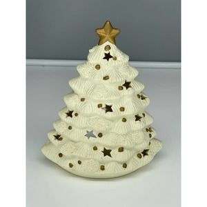 World Bazaars Holiday Collection Christmas Tree Votive Holder White And Gold